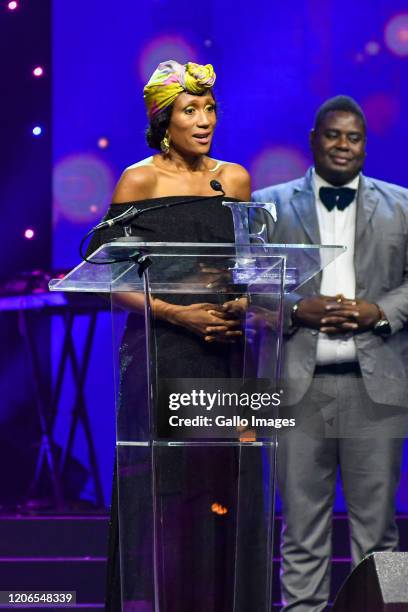 Nthabiseng Mosia, founder of Easy Solar Sierra Leone, wins the Forbes Woman Africa Gen Y Award during the Forbes Woman Africa Awards Gala Dinner at...