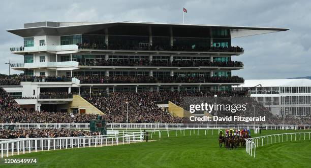 Cheltenham , United Kingdom - 11 March 2020; A general view of the field during the Ballymore Novices' Hurdle on Day Two of the Cheltenham Racing...