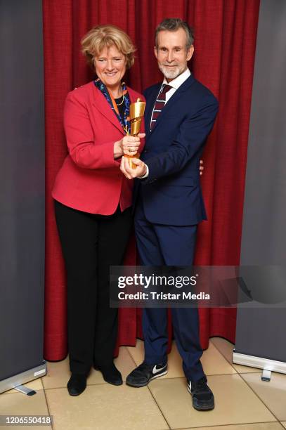 Monika Gruetters and Ulrich Matthes attend the Lola - German Film Award 2020 - Nominees Announcement at Delphi Filmpalast on March 11, 2020 in...