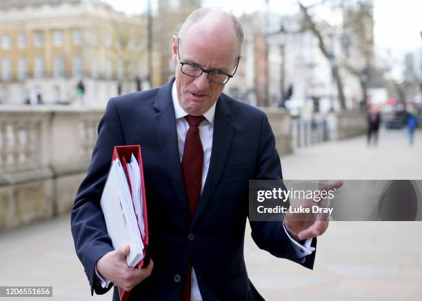 Minister of State for School Standards Nick Gibb arrives at the Cabinet Office ahead of a government COVID-19 Coronavirus Cobra meeting on March 11,...