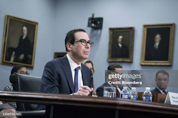 Steven Mnuchin, U.S. Treasury secretary, speaks during a House Appropriations Committee hearing on Capitol Hill in Washington, D.C., U.S., on...
