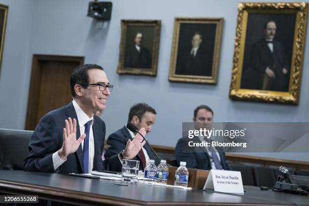 Steven Mnuchin, U.S. Treasury secretary, speaks during a House Appropriations Committee hearing on Capitol Hill in Washington, D.C., U.S., on...