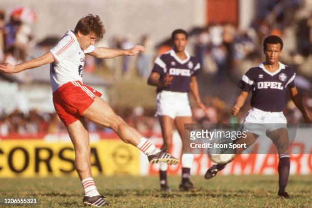 Safet SUSIC of PSG and Jean TIGANA of Bordeaux during the Champions Trophy final match between Paris Saint Germain and Bordeaux at Stade des Abymes,...