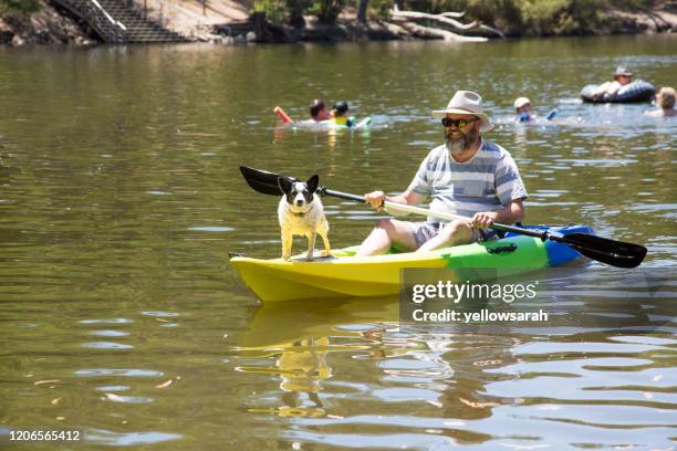 kayaking on the river - kayaking australia stock pictures, royalty-free photos & images