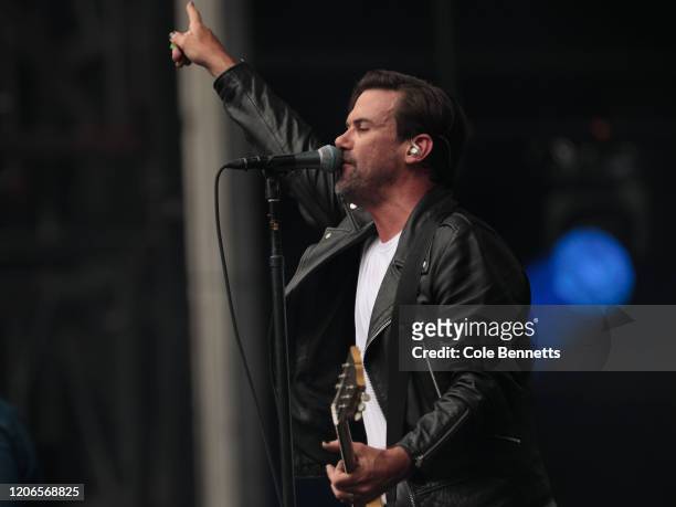 Grinspoon performs during Fire Fight Australia at ANZ Stadium on February 16, 2020 in Sydney, Australia.