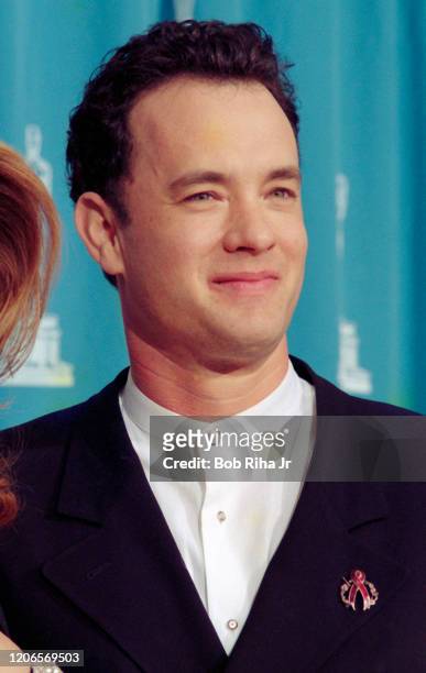 Tom Hanks, Best Actor Winner backstage at the Shrine Auditorium during the 67th Annual Academy Awards, March 27,1995 in Los Angeles, California.