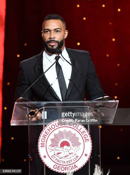 Omari Hardwick speaks onstage during Morehouse College 32nd Annual "A Candle In The Dark" Gala at the Hyatt Regency Atlanta on February 15, 2020 in...