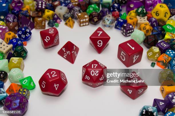 polyhedral dice collection b10 - dungeon stock pictures, royalty-free photos & images