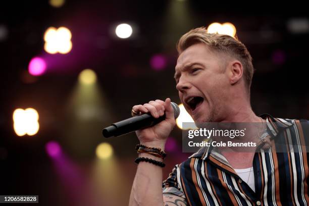 Ronan Keating performs during Fire Fight Australia at ANZ Stadium on February 16, 2020 in Sydney, Australia.