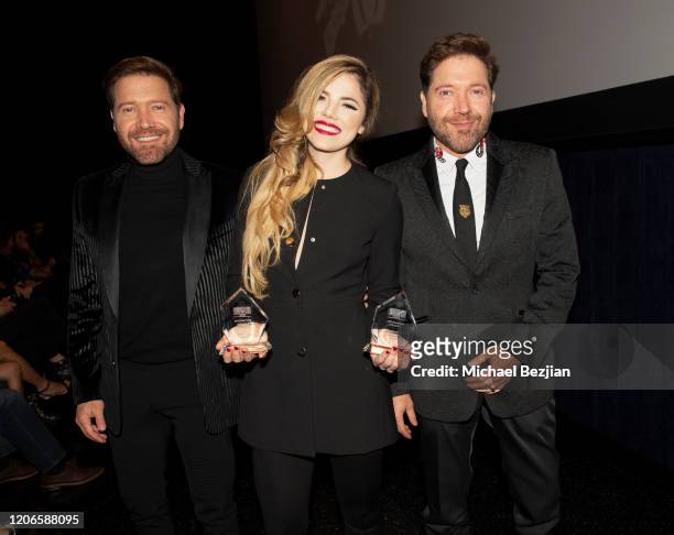 Oscar Cardenas, Maria Gabriela Cardenas, and Victor Cardenas at "A Dark Foe" Film Premiere on February 15, 2020 in Los Angeles, California.