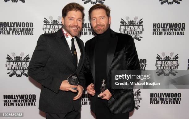 Victor Cardenas and Oliver Cardenas arrive at "A Dark Foe" Film Premiere on February 15, 2020 in Los Angeles, California.