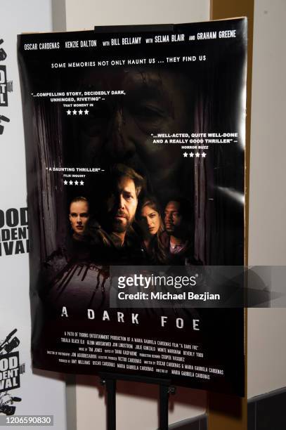 Movie poster as seen at "A Dark Foe" Film Premiere on February 15, 2020 in Los Angeles, California.