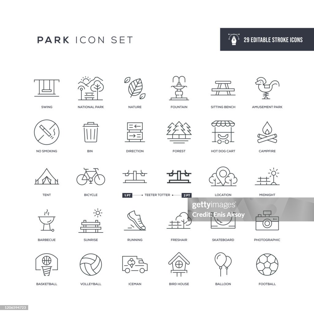 Park Editable Stroke Line Icons