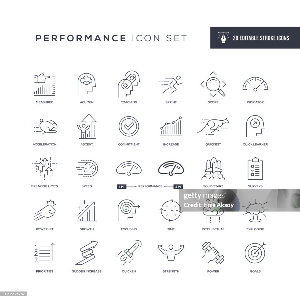 Performance Editable Stroke Line Icons
