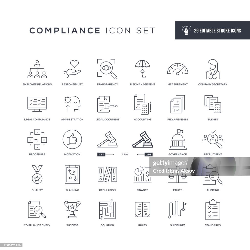 Compliance editierbare Strichliniensymbole