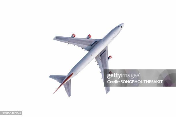 the airplane is on a white background./clipping path - airplane tickets stock pictures, royalty-free photos & images