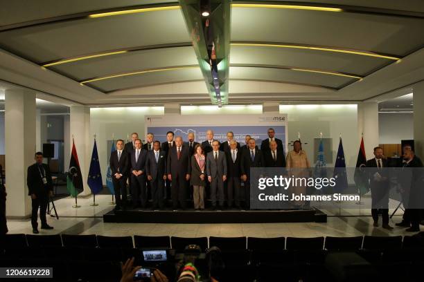 Upper Row, L-R: Henry Wooster , Sabri Bachtobji , Quin Gang , Ahmed Abul Gheit , Smail Chergui , Michael Bogdanow , Anwar Gargash , James Cleverly -...