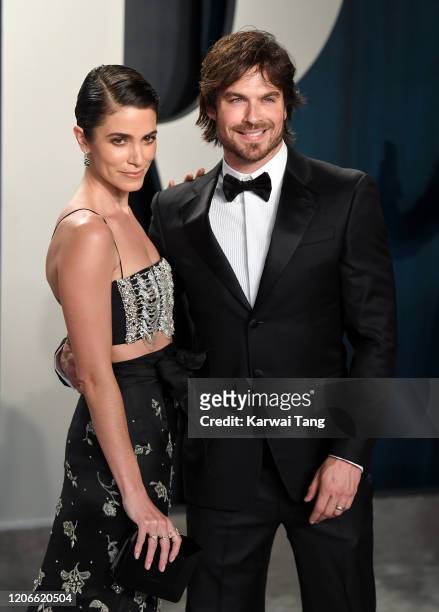 Nikki Reed and Ian Somerhalder attend the 2020 Vanity Fair Oscar Party hosted by Radhika Jones at Wallis Annenberg Center for the Performing Arts on...