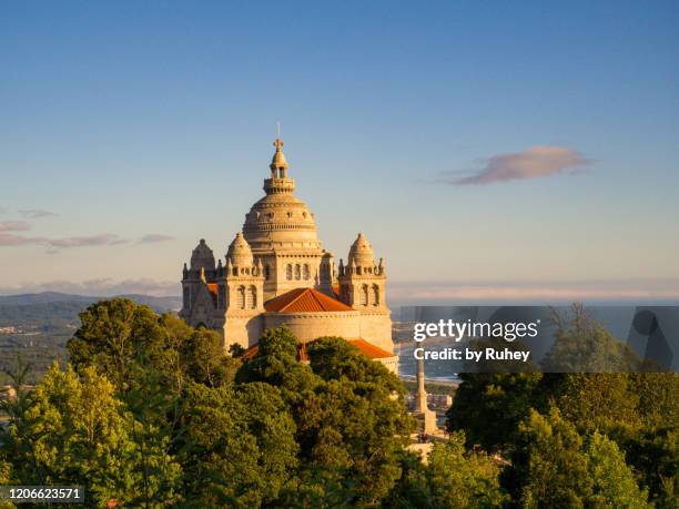 sanctuary of saint lucia seen from the mount of saint lucia at sunset, viana do castelo, portugal - viana do castelo city stock pictures, royalty-free photos & images