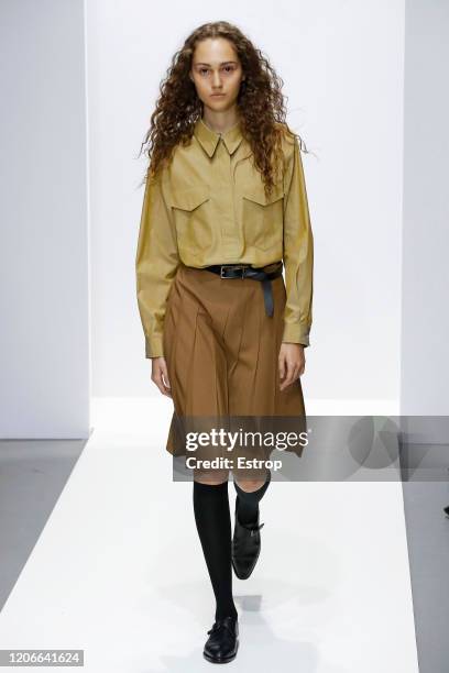 England – February 16:A model walks the runway at the Margaret Howell show during London Fashion Week February 2020 on February 14, 2020 in London,...