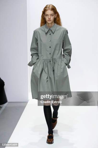 England – February 16:A model walks the runway at the Margaret Howell show during London Fashion Week February 2020 on February 14, 2020 in London,...