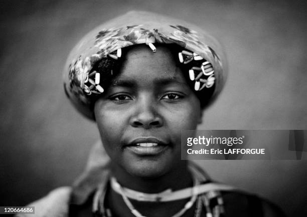 Miss Marianne A Beggar Woman And Refugee Of The Angolan Civil War in Opuwo, Namibia on August 19, 2010 - Woman who is a refugee from Angolan Civil...