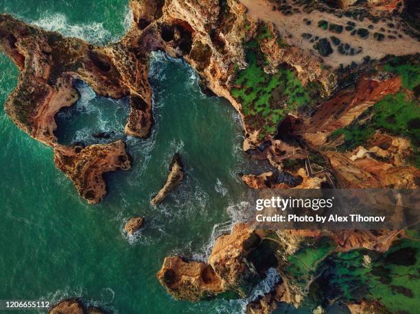 aerial image ponta da piedade headland - portimão stock pictures, royalty-free photos & images