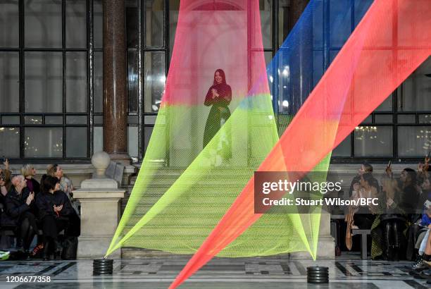 Designer Roksanda Ilincic on the runway at the Roksanda show during London Fashion Week February 2020 on February 16, 2020 in London, England.