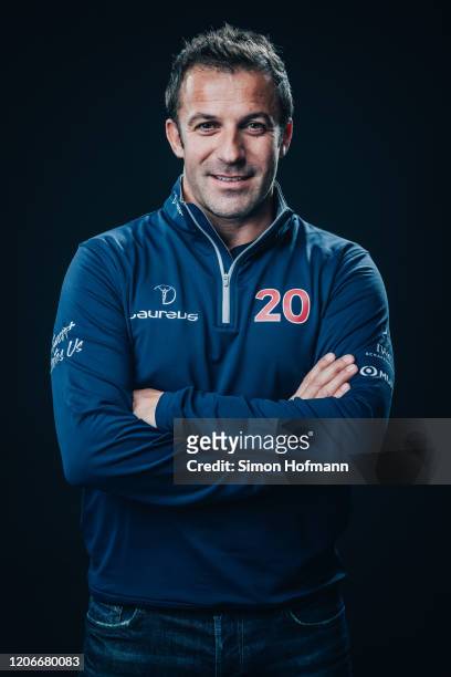 Laureus Academy Member Alessandro Del Piero poses at the Mercedes Benz Building prior to the 2020 Laureus World Sports Awards on February 16, 2020 in...