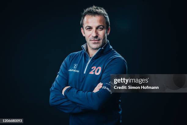 Laureus Academy Member Alessandro Del Piero poses at the Mercedes Benz Building prior to the 2020 Laureus World Sports Awards on February 16, 2020 in...