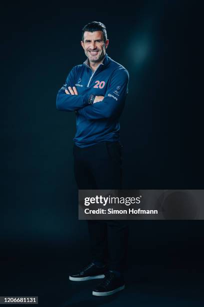 Laureus Academy Member Luis Figo poses at the Mercedes Benz Building prior to the 2020 Laureus World Sports Awards on February 16, 2020 in Berlin,...