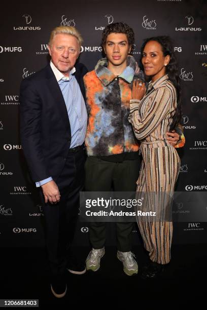 Laureus Academy Member Boris Becker with son Elias Becker and Barbara Becker attend "She's Mercedes" prior to the 2020 Laureus World Sports Awards on...