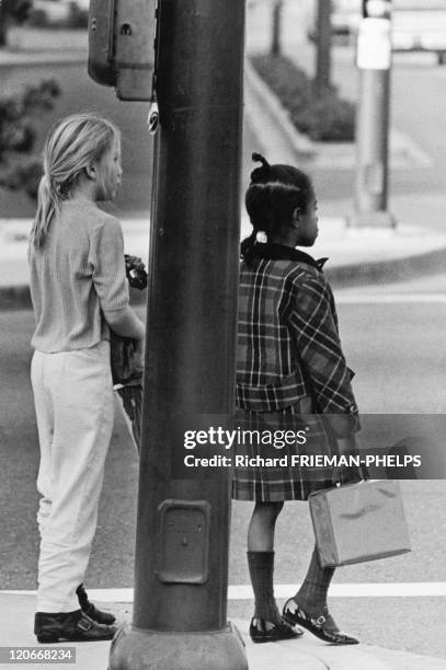 Two Schoolgirls In United States In 1960.