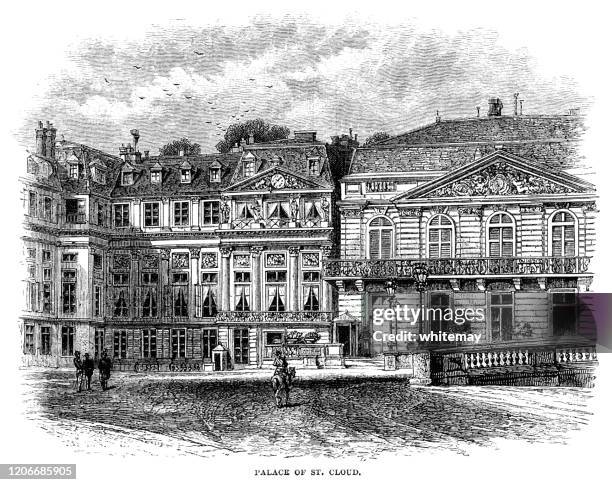 château de saint-cloud in hauts-de-seine, france - tours france stock illustrations