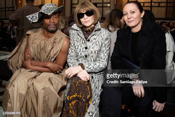 Billy Porter, Anna Wintour and Caroline Rush sit front row at 'Rocksanda' fashion showduring London Fashion Week February 2020 on February 16, 2020...