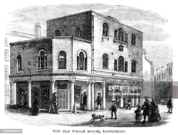 the king's weigh house in eastcheap, london, in the 18th century - london 18th century stock illustrations