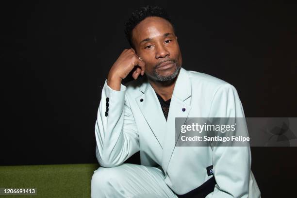 Billy Porter backstage at the British Fashion hub during London Fashion Week February 2020 on February 16, 2020 in London, England.