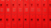 Red Metal Traditional School Lockers