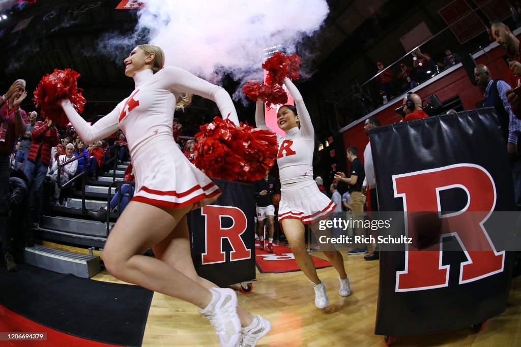 Chantaya Rutgers The Rutgers Scarlet Knights cheerleaders lead the team out before a ...