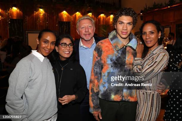 Hadnet Tesfai, Laureus Academy Members Nawal El Moutawakel, Boris Becker with son Elias Becker and Barbara Becker attend "She's Mercedes" prior to...