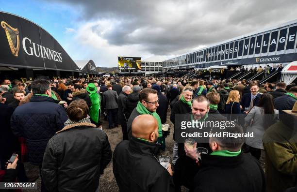 Cheltenham , United Kingdom - 12 March 2020; A general view of the guinness village prior to racing on Day Three of the Cheltenham Racing Festival at...