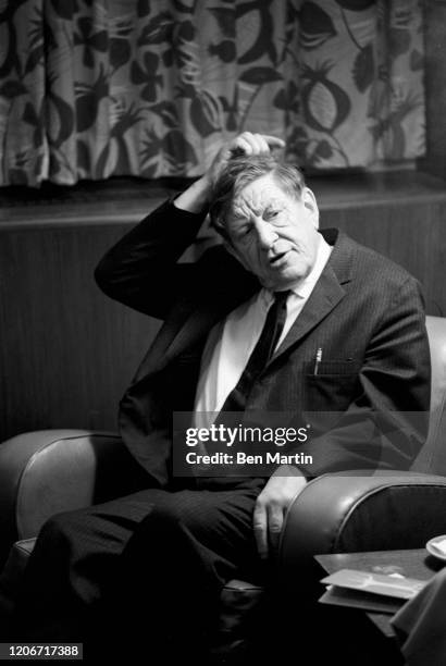 Auden , English-American poet, photographed prior to a poetry reading at the Madison campus of the University of Wisconsin, March 1963.