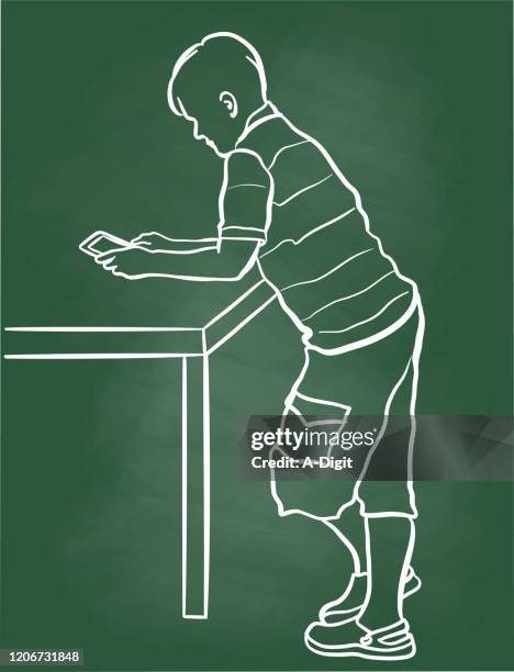 boy screen time - digital native stock illustrations