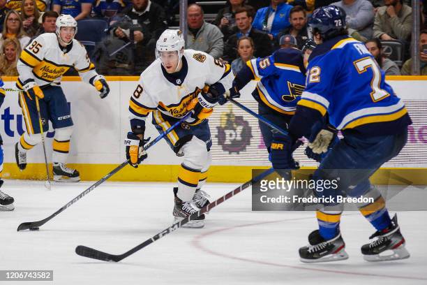 Kyle Turris of the Nashville Predators lines up a shot that would be the go-ahead goal against the St. Louis Blues inside the final two minutes of...