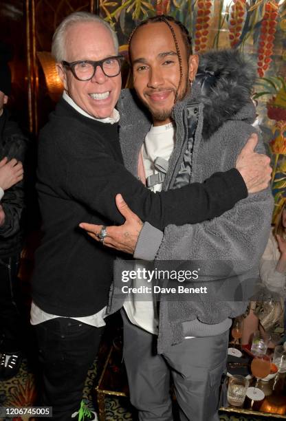 Tommy Hilfiger and Lewis Hamilton attend the TOMMYNOW after party at Annabels on February 16, 2020 in London, England.