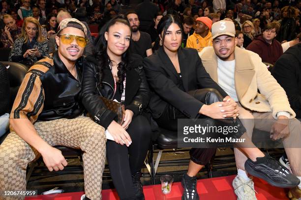 Taylor Bennett, Kayla Moore, Kirsten Corley, and Chance the Rapper attend the 69th NBA All-Star Game at United Center on February 16, 2020 in...