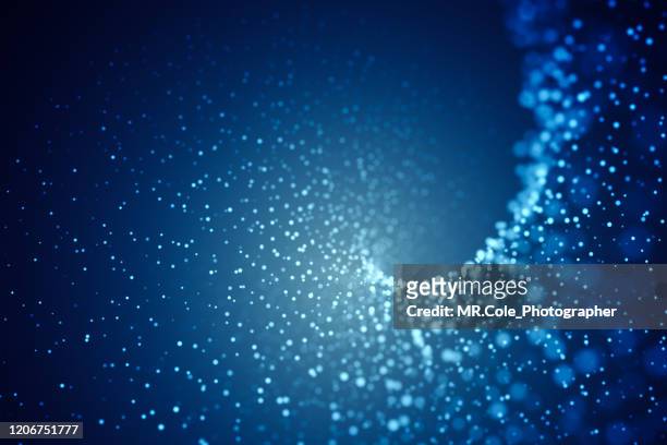 blue particles abstract background.futuristic digital background for business science and technology - blank image stock-fotos und bilder