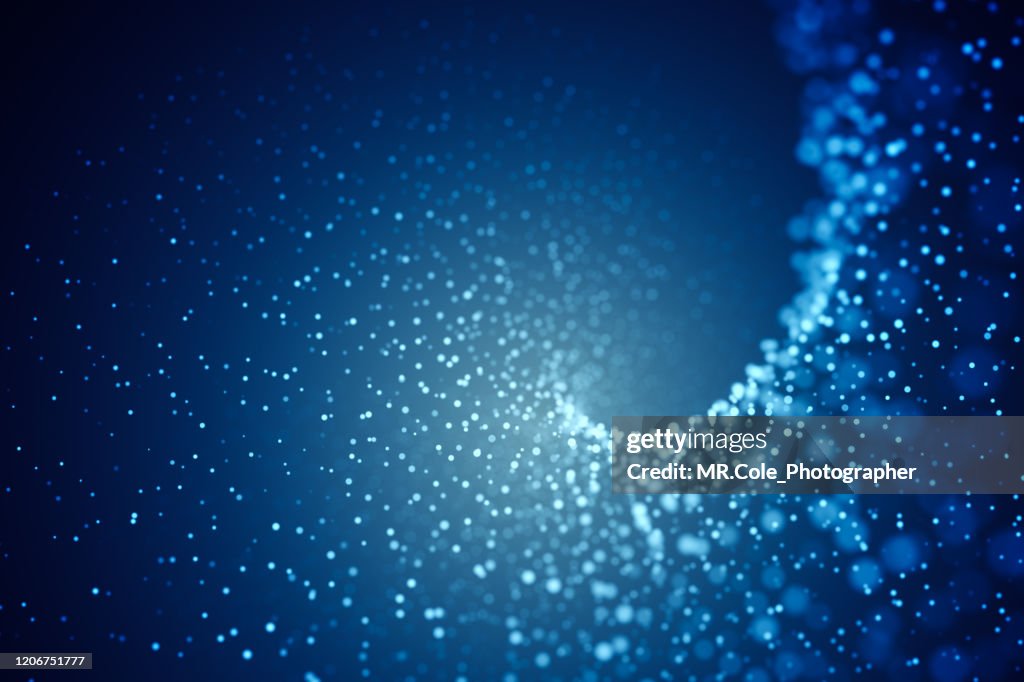 Blue particles Abstract background.Futuristic digital background for business Science and technology