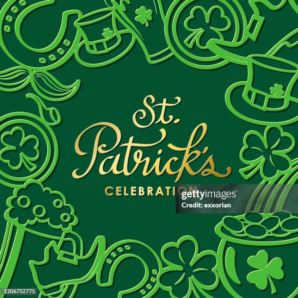 st patrick's day element frame - beer moustache stock illustrations