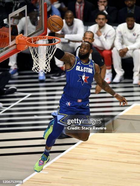 LeBron James of Team LeBron dunks the ball in the third quarter against Team Giannis during the 69th NBA All-Star Game at the United Center on...